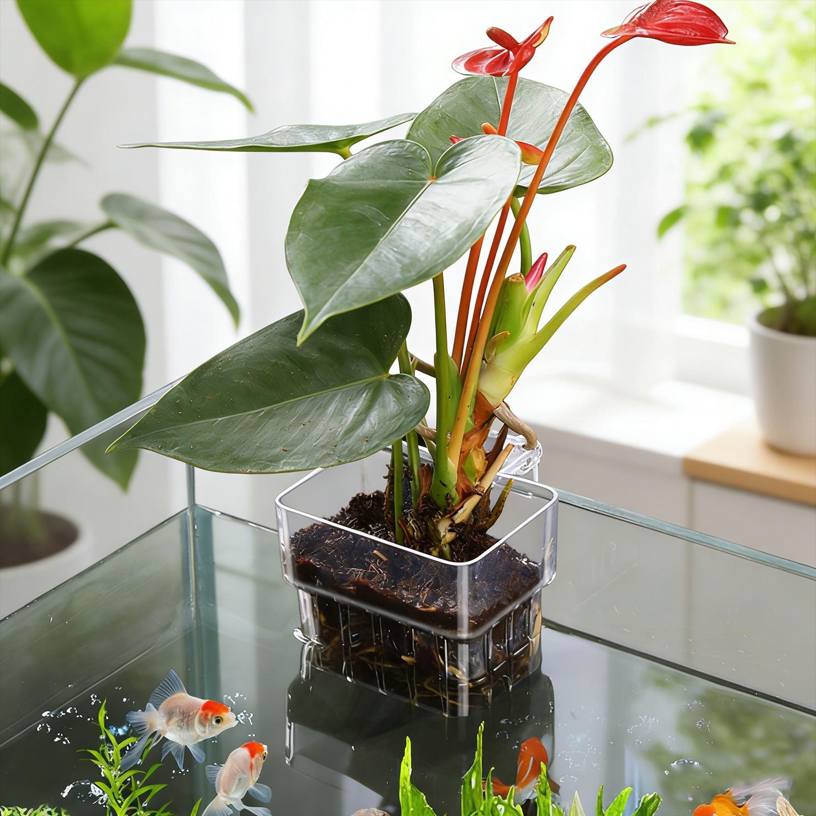 Aquarium Plant Basket Transpar - Plant Aquarium Pot ulasan dan harga